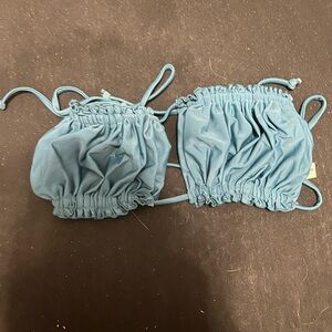 Zaful Teal Ruched Bathing Suit top